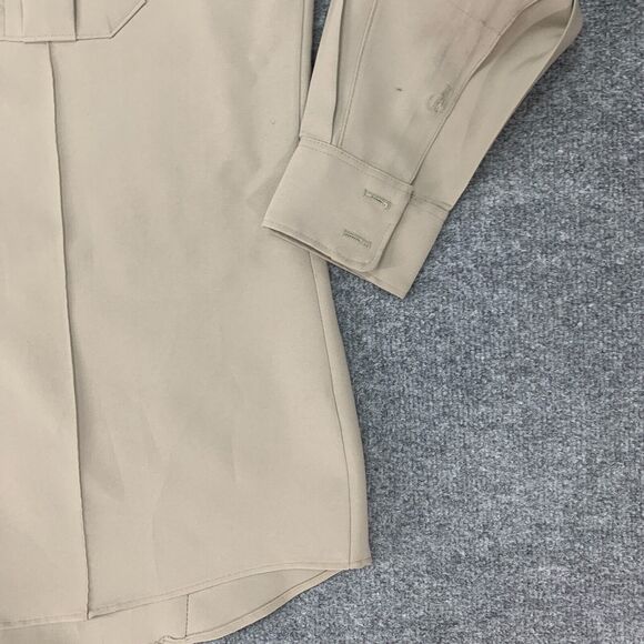 Cabelas Hunting Shirt Mens 16 1/2 Tan Full Zip Faux Button Long Sleeve Pockets - Picture 3 of 16